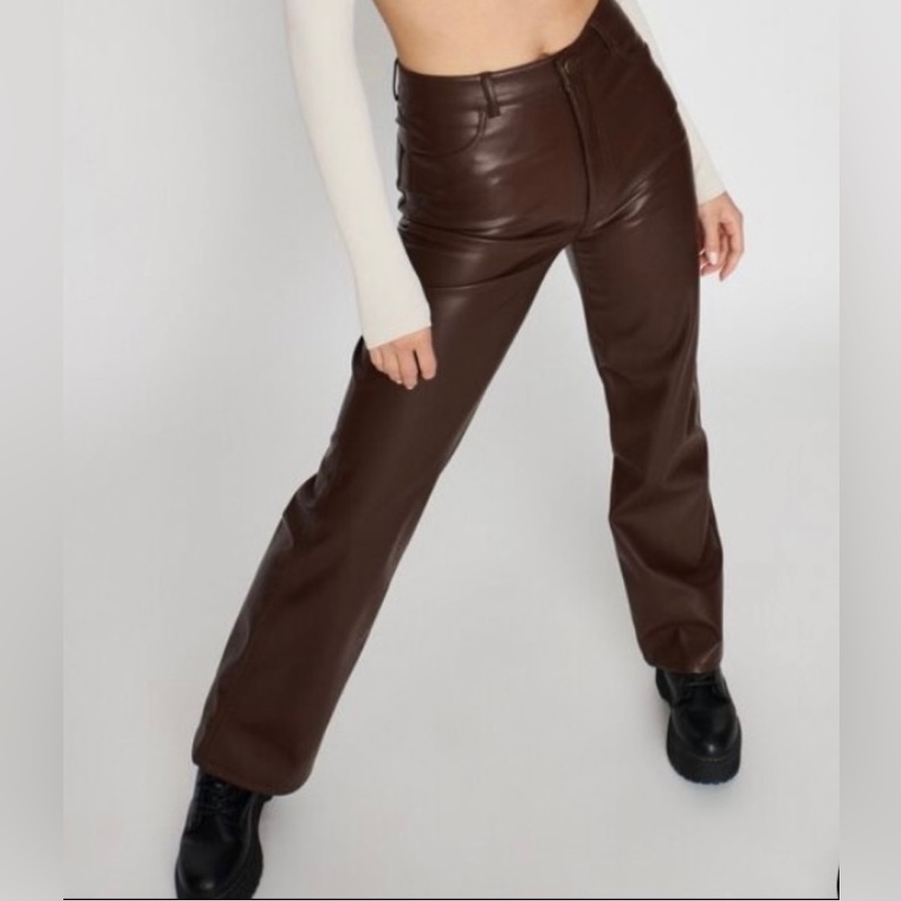 Garage Straight Leg Leather Pants